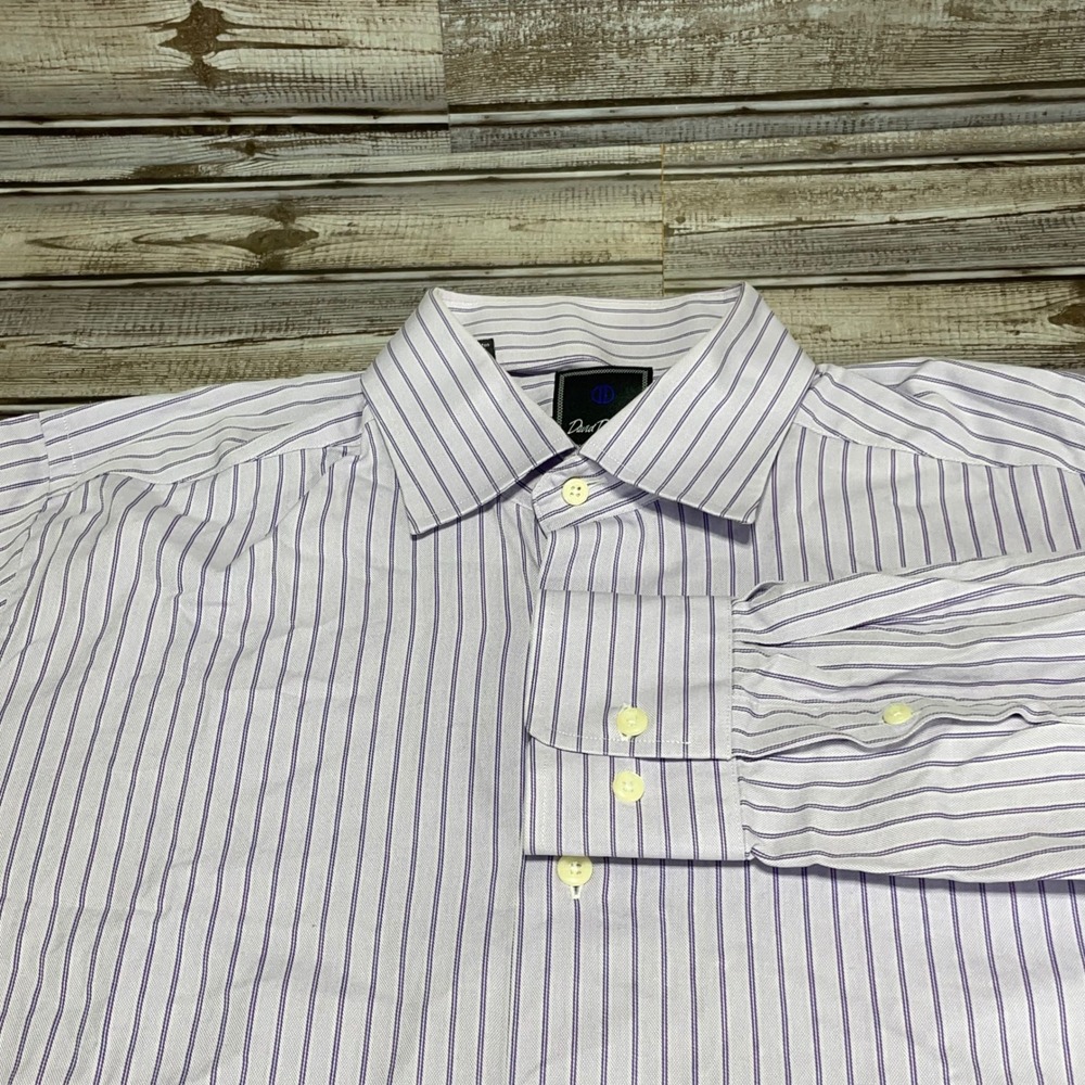 David Donahue Dress‎ Shirt Purple Mens Size 16.5-34/35